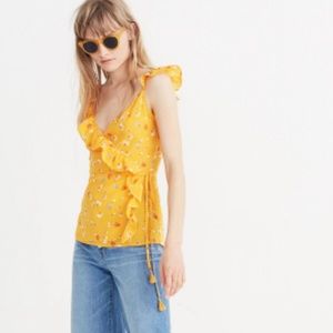 Madewell silk wrap cami top in painted carnations